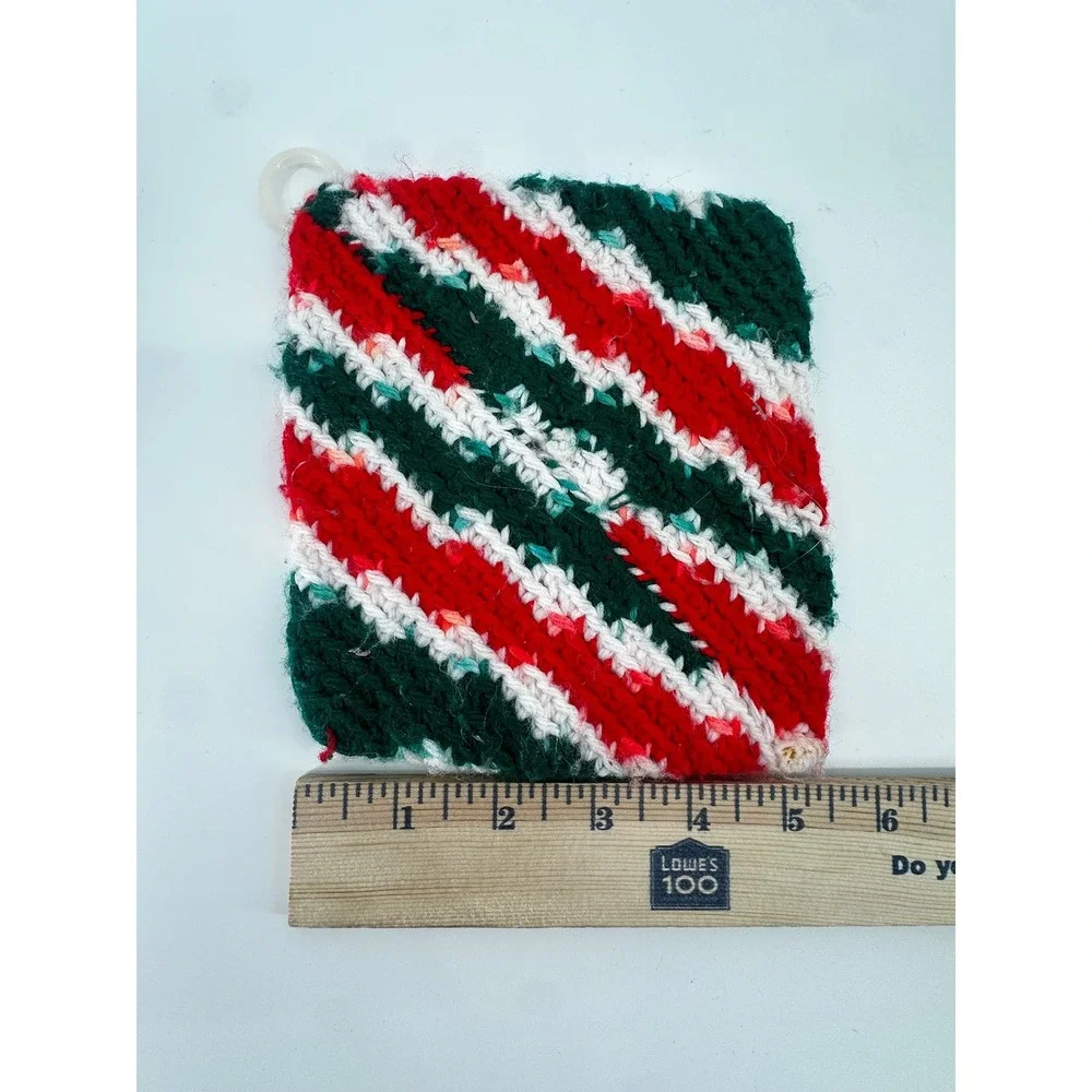 Vintage Christmas Stockings Quilted Red Green Wreath Towel Pot Holder Bundle 4pc